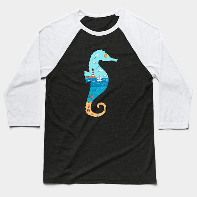 Seahorse Nature Baseball T-Shirt by coffeeman